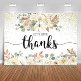 Let's Give Thanks Backdrop Boho Floral Pumpkins 7x5FT Thanksgiving Party Photo Background