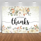 Let's Give Thanks Backdrop Boho Floral Pumpkins 7x5FT Thanksgiving Party Photo Background