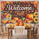 Welcome Fall Backdrop Pumpkin Sunflower 70x43 Inch Thanksgiving Party Decorations