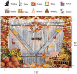 7x5ft Fall Thanksgiving Backdrop Pumpkin Harvest Barn Autumn Maple Leaves Party Photo Booth