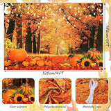 Thanksgiving Photo Backdrop Fall Autumn Forest Harvest Pumpkins Tree Leaves Party Banner 6x4FT
