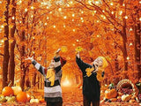 Fall Autumn Photography Backdrop Forest Maple Leaves Pumpkins Harvest Thanksgiving Party Banner