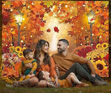 Fall Photo Backdrop Pumpkins Harvest Maple Leaves Forest Thanksgiving Party Banner 7x5FT