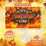 Happy Thanksgiving Banner Pumpkin Maple Turkey Backdrop Fall Party Photography Decorations