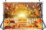 7x5ft Fall Thanksgiving Photo Backdrop Autumn Forest Scene with Pumpkins