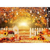 7x5ft Fall Thanksgiving Photo Backdrop Autumn Forest Scene with Pumpkins