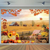 7x5ft Fall Autumn Harvest Backdrop Thanksgiving Hay Leaves Party Banner Decor