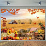 7x5ft Fall Autumn Harvest Backdrop Thanksgiving Hay Leaves Party Banner Decor