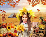 7x5ft Fall Autumn Harvest Backdrop Thanksgiving Hay Leaves Party Banner Decor