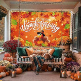 Thanksgiving Backdrop Large Happy Thanksgiving Banner Turkey Pumpkin Maple Leaf Decor