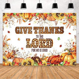 Thanksgiving Christian Backdrop Give Thanks to The Lord Autumn Pumpkins Sunflowers Banner