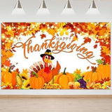 6x3.6ft Thanksgiving Backdrop Fall Harvest Pumpkin Turkey Autumn Give Thanks Party Banner