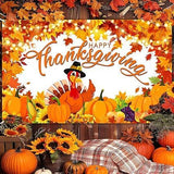 6x3.6ft Thanksgiving Backdrop Fall Harvest Pumpkin Turkey Autumn Give Thanks Party Banner
