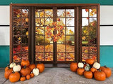 7x5ft Fall Window Backdrop Autumn Forest Maple Leaf Thanksgiving Harvest Photo Banner