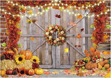 7x5ft Fall Thanksgiving Backdrop Pumpkin Harvest Barn Hay Maple Leaf Party