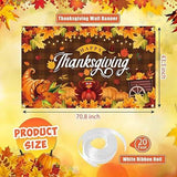 XtraLarge Thanksgiving Backdrop 72x44 Inch Pumpkin Maple Turkey Wall Banner