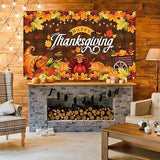 XtraLarge Thanksgiving Backdrop 72x44 Inch Pumpkin Maple Turkey Wall Banner
