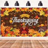 XtraLarge Thanksgiving Backdrop 72x44 Inch Pumpkin Maple Turkey Wall Banner