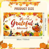 70.8x43.3 Inch Fall Thanksgiving Backdrop Thankful Grateful Blessed Pumpkin Turkey Party Banner