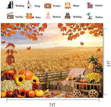 7x5ft Autumn Thanksgiving Backdrop Harvest Haystack Pumpkin Sunflower Maple Leaves Banner