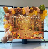 Autumn Maple Forest Backdrop with Pumpkins for Fall Harvest and Thanksgiving Photos