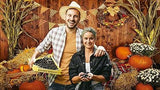 Thanksgiving Autumn Backdrop with Pumpkins and Countryside Harvest for Party Decor