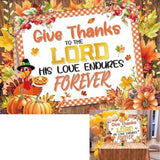 7x5ft Christian Thanksgiving Backdrop with "Give Thanks" and His Love Theme