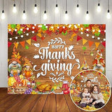 7x5ft Happy Thanksgiving Backdrop with Gnome Pumpkin Maple Leaf Fall Decor