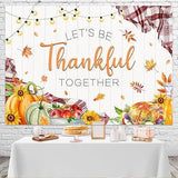 7x5ft Happy Thanksgiving Backdrop with Sunflowers Pumpkins and Thankful Theme