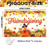 Friendsgiving Banner Backdrop with Turkey Pumpkins Maple Leaves Thanksgiving Decor
