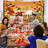Happy Fall Y’all Backdrop with Scarecrow Maple Leaves for Thanksgiving Decor