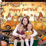 Thanksgiving Banner Backdrop with Gnomes Pumpkins Maple Leaves Fall Decor