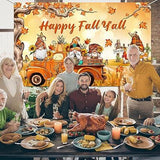 Thanksgiving Banner Backdrop with Gnomes Pumpkins Maple Leaves Fall Decor