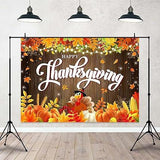 7x5ft Happy Thanksgiving Backdrop with Rustic Wood Turkey and Pumpkin Decor