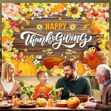 7x5ft Happy Thanksgiving Backdrop with Pumpkins Turkey Rustic Wood Maple Leaves