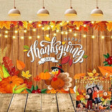 7x5ft Happy Thanksgiving Backdrop with Turkey Pumpkin and Brown Wood Autumn Decor