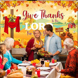 6x3.6ft Give Thanks to The Lord Banner with Pumpkins Maple Leaves Christian Decor