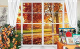 7x5ft Fall Windowsill Backdrop with Forest Maple Leaves for Thanksgiving Photos