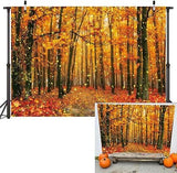 2.1x1.5m Fall Forest Leaves Glitter Backdrop with Golden Maple for Thanksgiving Photos
