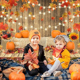 Fall Pumpkin Photography Backdrop 7x5FT Rustic Thanksgiving Harvest & Autumn Decor