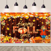 Happy Fall Y'all Backdrop 6x3.6FT Pumpkin Maple Leaf Vintage Wood Thanksgiving Decor