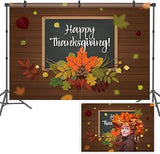 7x5FT Happy Thanksgiving Backdrop Rustic Wood Fall Leaves Autumn Party Decor