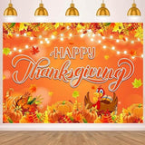 8x6FT Happy Thanksgiving Backdrop Autumn Harvest Maple Leaves Turkey Pumpkin Decor