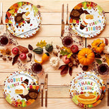 Thanksgiving Turkey Party Kit - Autumn Dinnerware Set with Plates, Cups & Decor