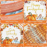 Thanksgiving Tableware Set: Fall Leaf Pumpkin Plates, Napkins, Forks - 24 Guests