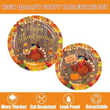 Thanksgiving Paper Dinnerware Set with Plates Napkins Cups and Cutlery for 24 Guests