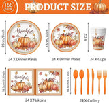 Autumn Thanksgiving Party Dinnerware Set Plates Cups Napkins Cutlery for 24 Guests