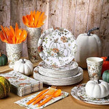 Fall Party Supplies Dinnerware: 400 Pcs for 50 Guests - Plates, Napkins & Cutlery