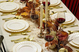 High End Thanksgiving Plates & Napkins Set: 175 Pc Gold Trim Scalloped Plates
