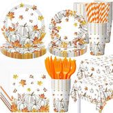 Fall Thanksgiving Tableware Set: 452 Pcs Plates, Napkins & Cutlery - Serves 50